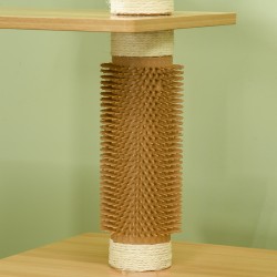 Kissan kiipeily- ja raapimispuu kissanmajalla, sisalraapimapylväät, 59,5 x 39,5 x 114 cm, tammi/kermanvärinen