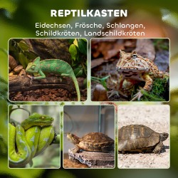 Lasiterraario matelijoille, karkaistu lasi, lukittava kansi, kaapelinhallinta, 45x45x60 cm, musta