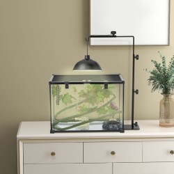 Lämpölampputeline terraarioon matelijoille ja sammakkoeläimille, säädettävä teräs 40x15x95 cm, musta