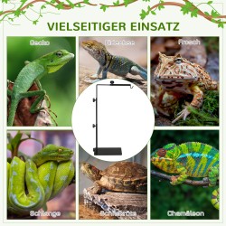 Lämpölampputeline terraarioon matelijoille ja sammakkoeläimille, säädettävä teräs 40x15x95 cm, musta