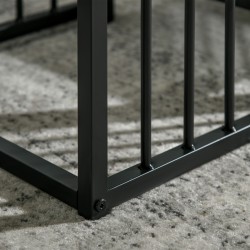 Sohvapöytäsarja 2 osaa, MDF-kansi ja teräsrunko, setattava, valkoinen/musta