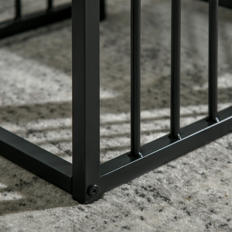 Sohvapöytäsarja 2 osaa, MDF-kansi ja teräsrunko, setattava, valkoinen/musta