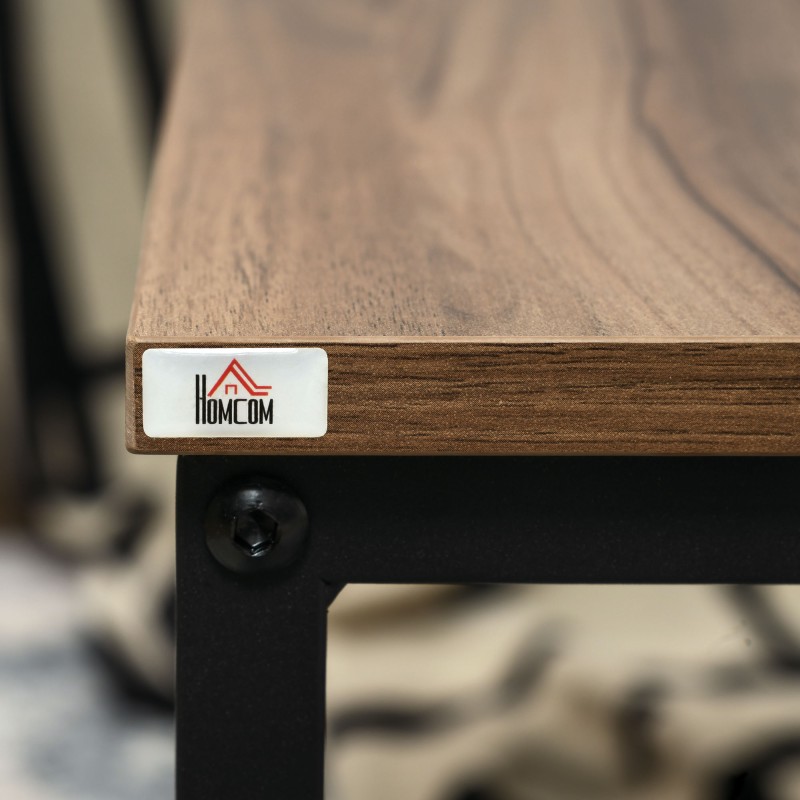 Satztisch-Set 2 kpl sohvapöytää, industrial-tyyli, musta teräsrunko, puukuvioitu kansi