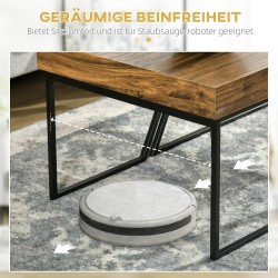 Sohvapöytäsetti 2 kpl, industrial-tyyli, lastulevy ja teräs, rustikaali ruskea/musta