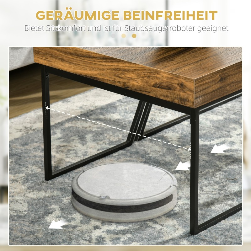 Sohvapöytäsetti 2 kpl, industrial-tyyli, lastulevy ja teräs, rustikaali ruskea/musta