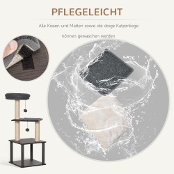 Kissan raapimis- ja kiipeilypuu sisalista, lastulevyä, 40 x 40 x 104 cm, tummanharmaa