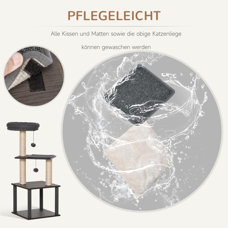 Kissan raapimis- ja kiipeilypuu sisalista, lastulevyä, 40 x 40 x 104 cm, tummanharmaa