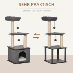 Kissan raapimis- ja kiipeilypuu sisalista, lastulevyä, 40 x 40 x 104 cm, tummanharmaa