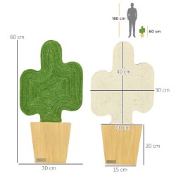 Kissan raapimalevy seinään, kaktusdesign, juuttipinta, 30 x 60 cm, 2 kpl, Eiche+Weiß+Grün