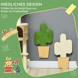 Kissan raapimalevy seinään, kaktusdesign, juuttipinta, 30 x 60 cm, 2 kpl, Eiche+Weiß+Grün