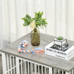 Koiranhäkki keskikokoisille koirille, puu ja teräs, tyyny, 86 x 60 x 70 cm, valkoinen/harmaa