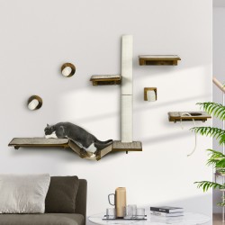 Kissan seinäkiipeilysetti, 8-osainen, lastulevy ja sisal, max 8 kg, ruskea/kermanvalkoinen