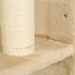 Kissan seinälle kiinnitettävä kiipeilysetti raapimapylväillä ja kulmatasolla, 3 osaa, beige