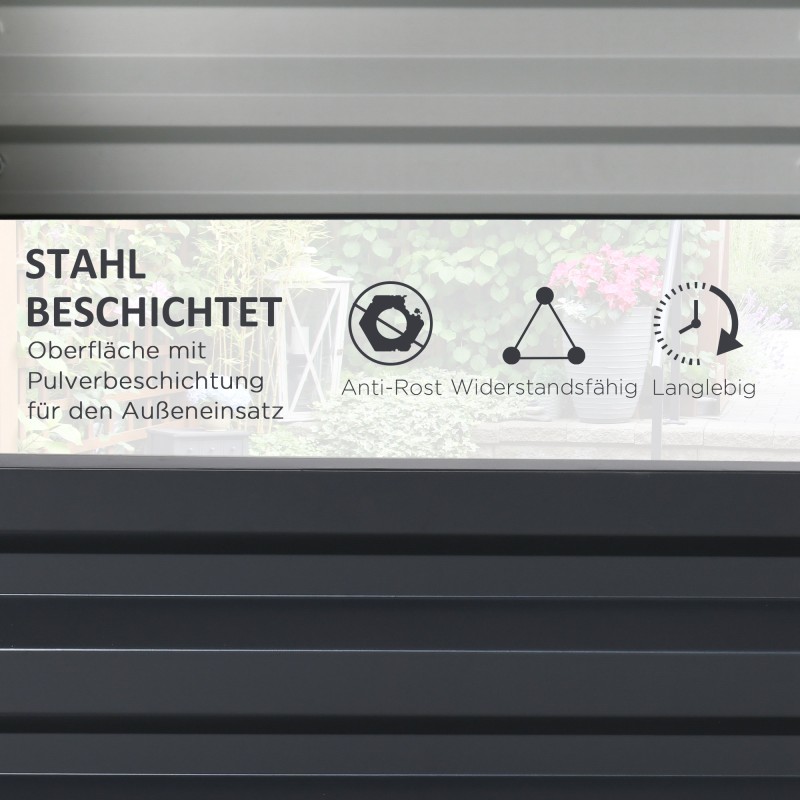 Viljelylaatikko terästä avonaisella pohjalla 120 x 60 x 30,5 cm harmaa