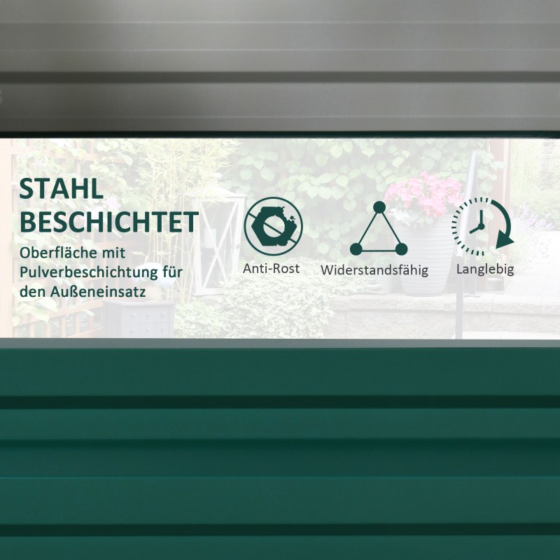 Metallinen viljelylaatikko / korkea kasvatuslaatikko, kuumasinkitty teräs, 120 x 60 x 30,5 cm, vihreä