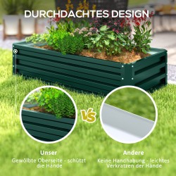 Metallinen viljelylaatikko / korkea kasvatuslaatikko, kuumasinkitty teräs, 120 x 60 x 30,5 cm, vihreä
