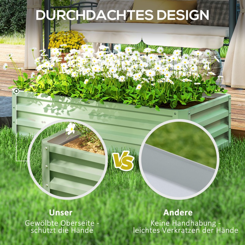 Viljelylaatikko ulkokäyttöön, sinkitty teräs, 120 x 60 x 30,5 cm, vihreä