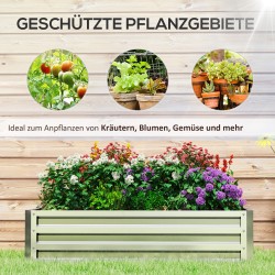 Metallinen viljelylaatikko ulkokäyttöön, galvanoitu teräs, avoin pohja, 120 x 60 x 30,5 cm, hopea