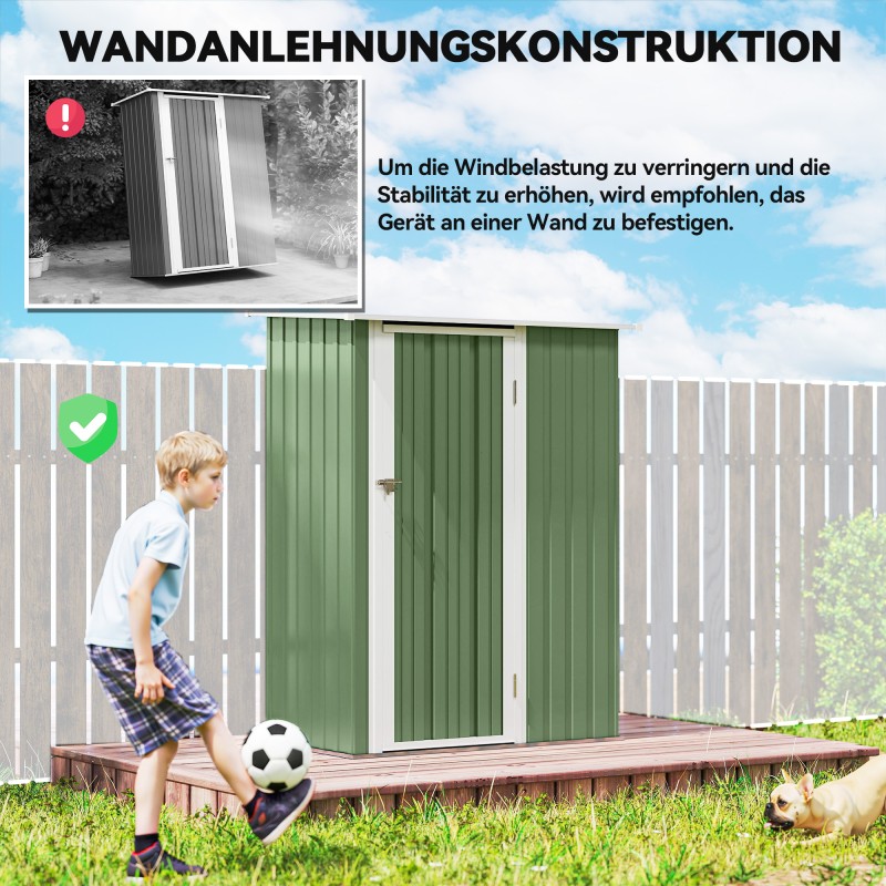 Metallinen pihavaja / puutarhavaja 1,07 m² 142 x 86 x 189 cm, vihreä, lukittava ovi