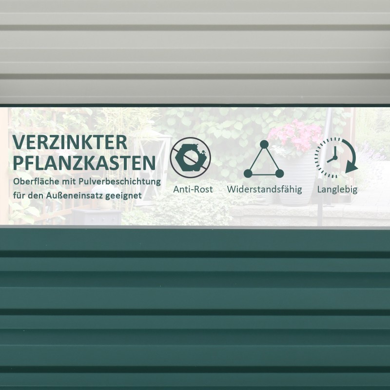 Viljelylaatikko teräksinen 120 x 120 x 30 cm vihreä puutarhaan ja parvekkeelle