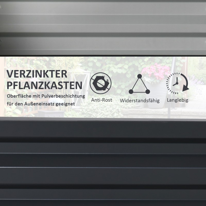 Metallinen viljelylaatikko ulkokäyttöön 120 x 120 x 30 cm harmaa, sinkitty teräs