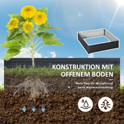 Metallinen viljelylaatikko ulkokäyttöön 120 x 120 x 30 cm harmaa, sinkitty teräs