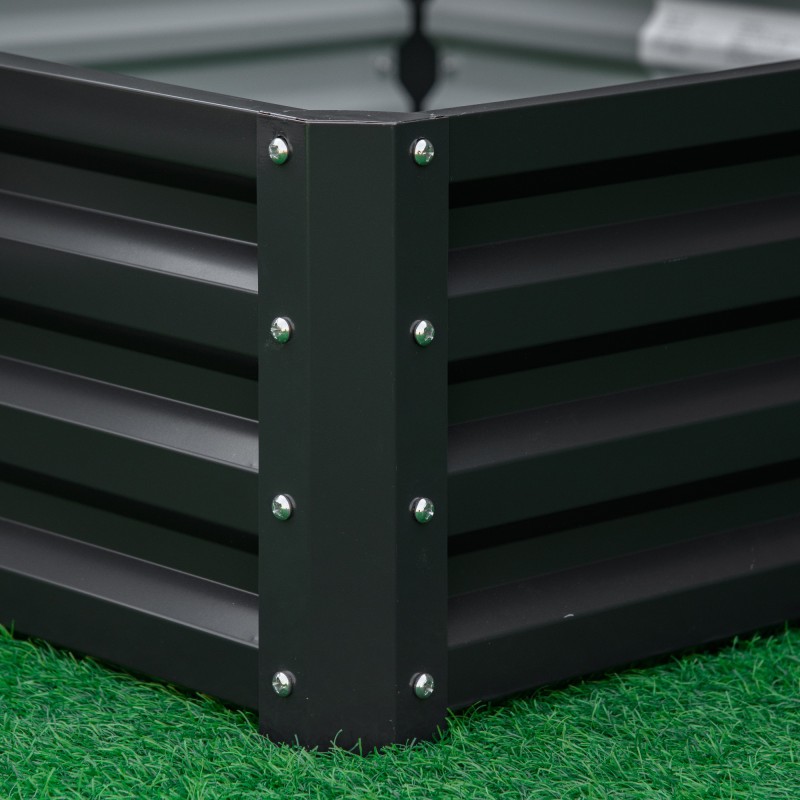 Metallinen viljelylaatikko ulkokäyttöön 120 x 120 x 30 cm harmaa, sinkitty teräs