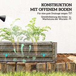 Teräksinen kasvilaatikko / kohopenkki ulkokäyttöön 120 x 120 x 30 cm, vaaleanharmaa