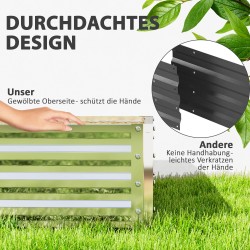 Viljelylaatikko galvanoitua terästä 120 x 120 x 30 cm hopea ulkokäyttöön