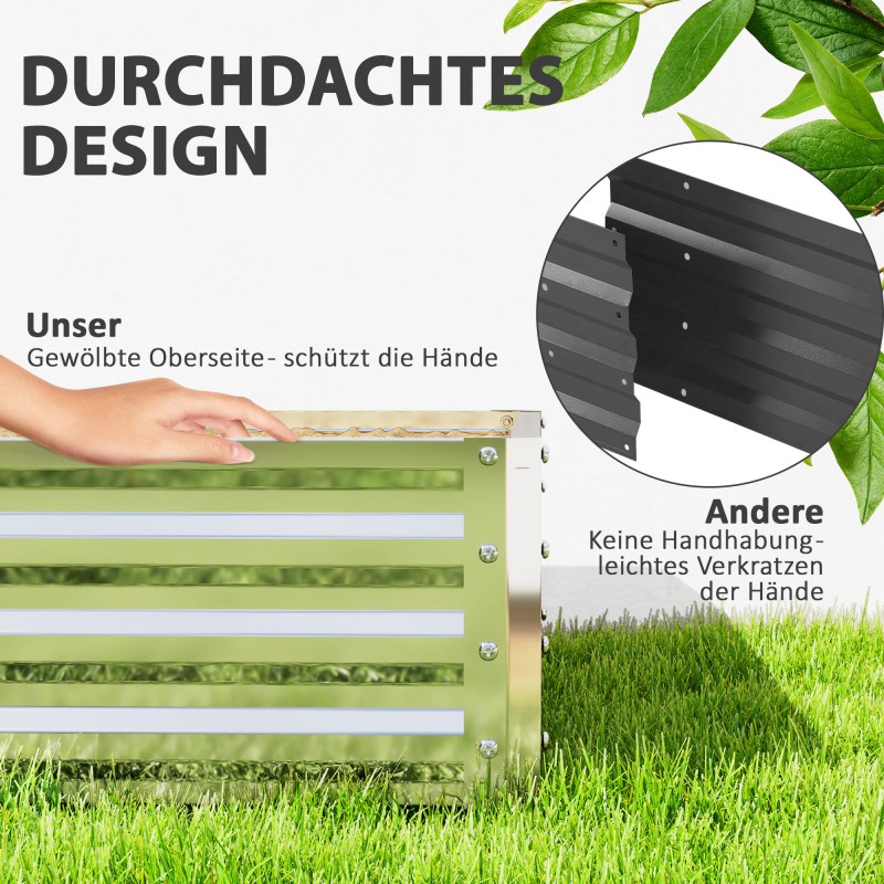 Viljelylaatikko galvanoitua terästä 120 x 120 x 30 cm hopea ulkokäyttöön