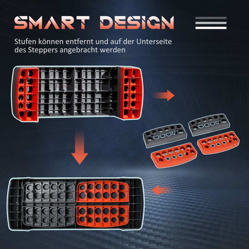 Säädettävä aerobic-stepperi kotitreeniin, 78 x 28 cm, 3 korkeutta, punainen/musta