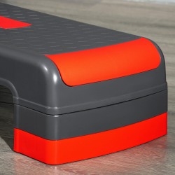 Säädettävä aerobic-stepperi kotitreeniin, 78 x 28 cm, 3 korkeutta, punainen/musta