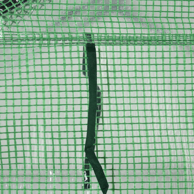 Kasviteltta / folio­kasvihuone hyllyillä, teräs ja PE-muovi, 143 x 138 x 190 cm, tummanvihreä