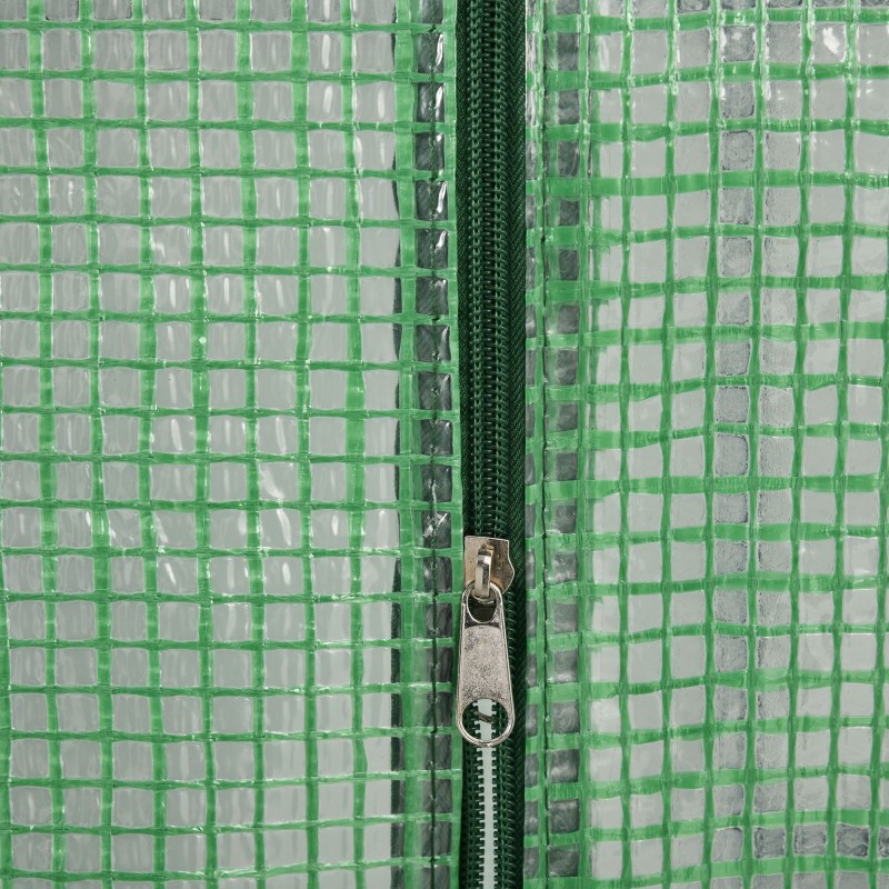 Kasviteltta / folio­kasvihuone hyllyillä, teräs ja PE-muovi, 143 x 138 x 190 cm, tummanvihreä