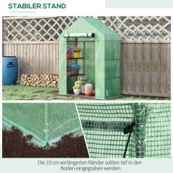 Kasvihuone hyllyillä teräsrunko PE-muovi 141 x 72 x 191 cm vihreä