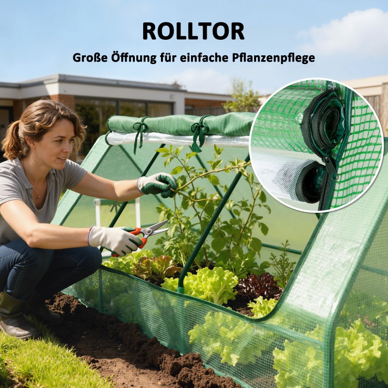 Minikasvihuone ulkokäyttöön PE-muovipeitteellä 240 x 90 x 90 cm vihreä