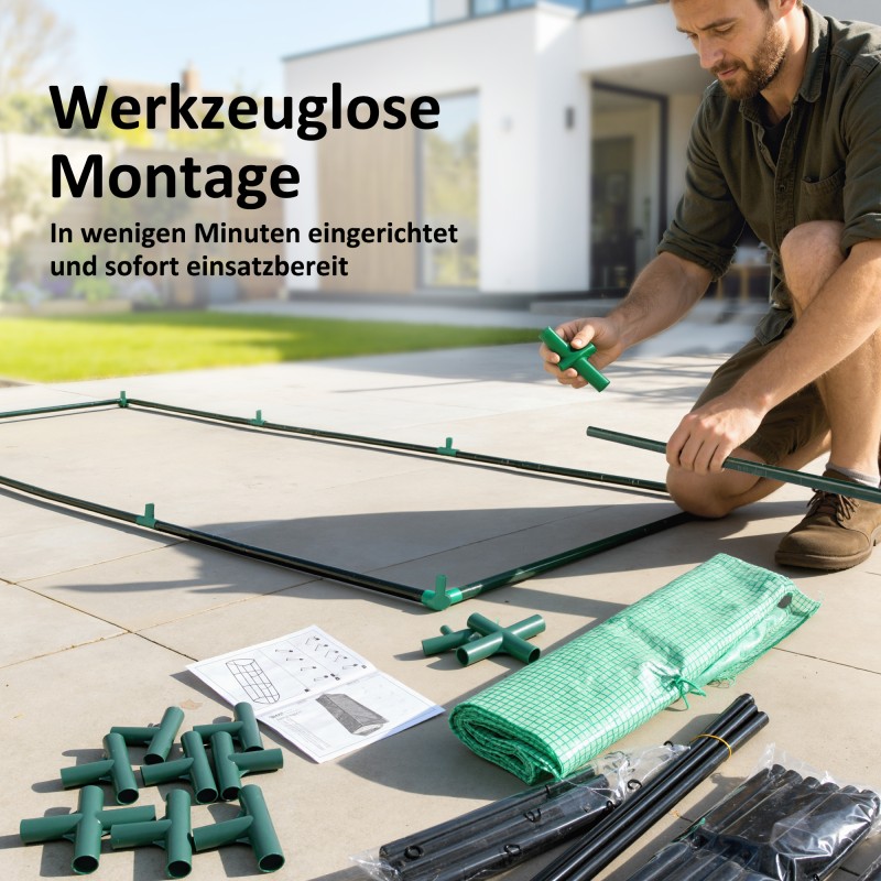 Minikasvihuone ulkokäyttöön PE-muovipeitteellä 240 x 90 x 90 cm vihreä