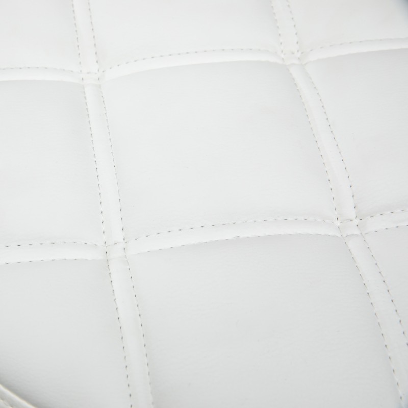 Kampaamo- ja salonkijakkara pyörillä, keinonahkaa, korkeussäädettävä, Ø35,5 cm, valkoinen/hopea