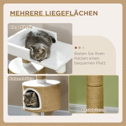 Kissan raapimispuu kissanluola ja makuualusta, juutti, 70 x 49 x 79 cm, luonnonvärinen/valkoinen