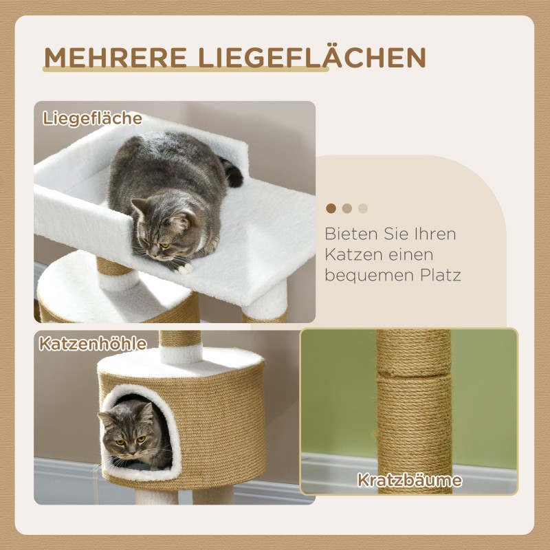 Kissan raapimispuu kissanluola ja makuualusta, juutti, 70 x 49 x 79 cm, luonnonvärinen/valkoinen