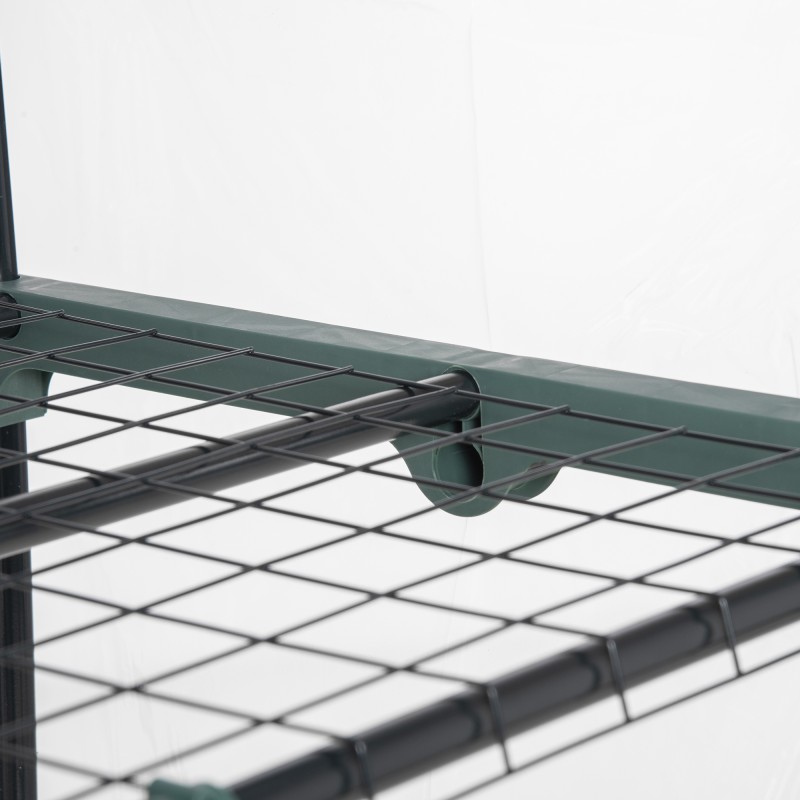 Kasviteltta 5 hyllyllä teräs ja PVC 69 x 49 x 193 cm läpinäkyvä vihreillä yksityiskohdilla