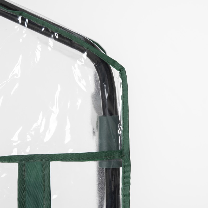 Kasviteltta 5 hyllyllä teräs ja PVC 69 x 49 x 193 cm läpinäkyvä vihreillä yksityiskohdilla