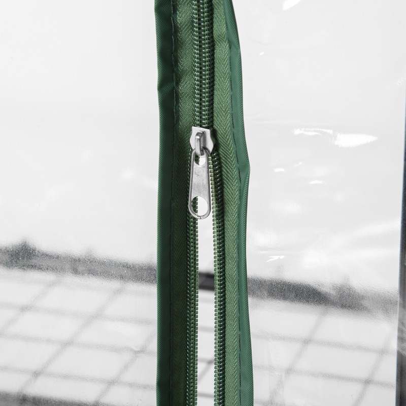 Kasviteltta 5 hyllyllä teräs ja PVC 69 x 49 x 193 cm läpinäkyvä vihreillä yksityiskohdilla