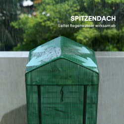 Kasvihuone viidellä hyllytasolla, teräs ja muovi, 69 x 49 x 193 cm, vihreä