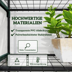 Kasvihuone 5 tasoa teräs ja muovi 69 x 49 x 193 cm valkoinen