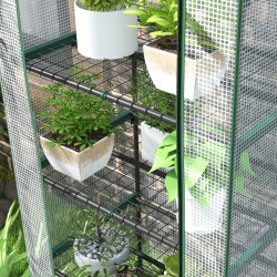 Kasvihuone 5 tasoa teräs ja muovi 69 x 49 x 193 cm valkoinen