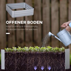 Viljelylaatikko teräksestä 100 x 100 x 30 cm, avoin pohja, 2 kpl, harmaa