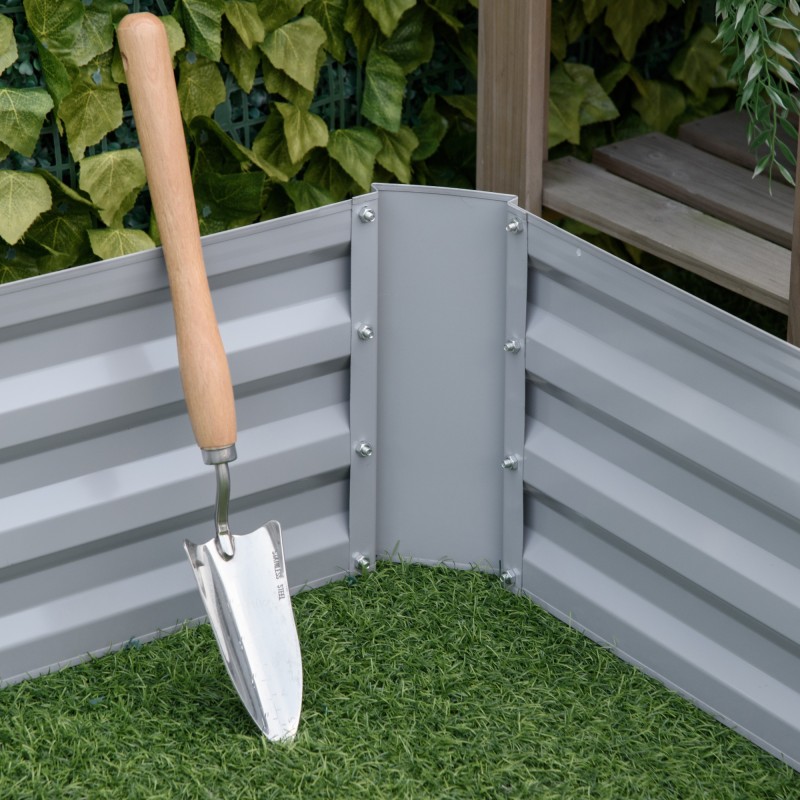 Viljelylaatikko teräksestä 100 x 100 x 30 cm, avoin pohja, 2 kpl, harmaa