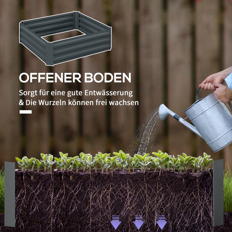 Istutuslaatikko 2 kpl, sinkitty teräs, ulkokäyttöön, 100 x 100 x 30 cm, tummanharmaa