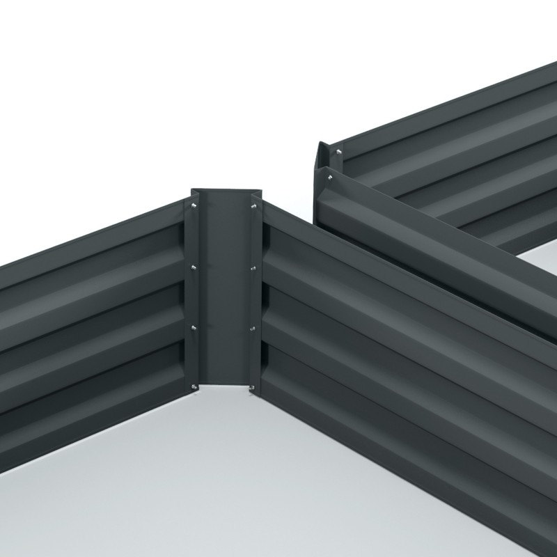 Istutuslaatikko 2 kpl, sinkitty teräs, ulkokäyttöön, 100 x 100 x 30 cm, tummanharmaa